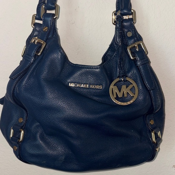 Michael Kors Handbags - Michael Kors Dark Blue Leather Shoulder Bag